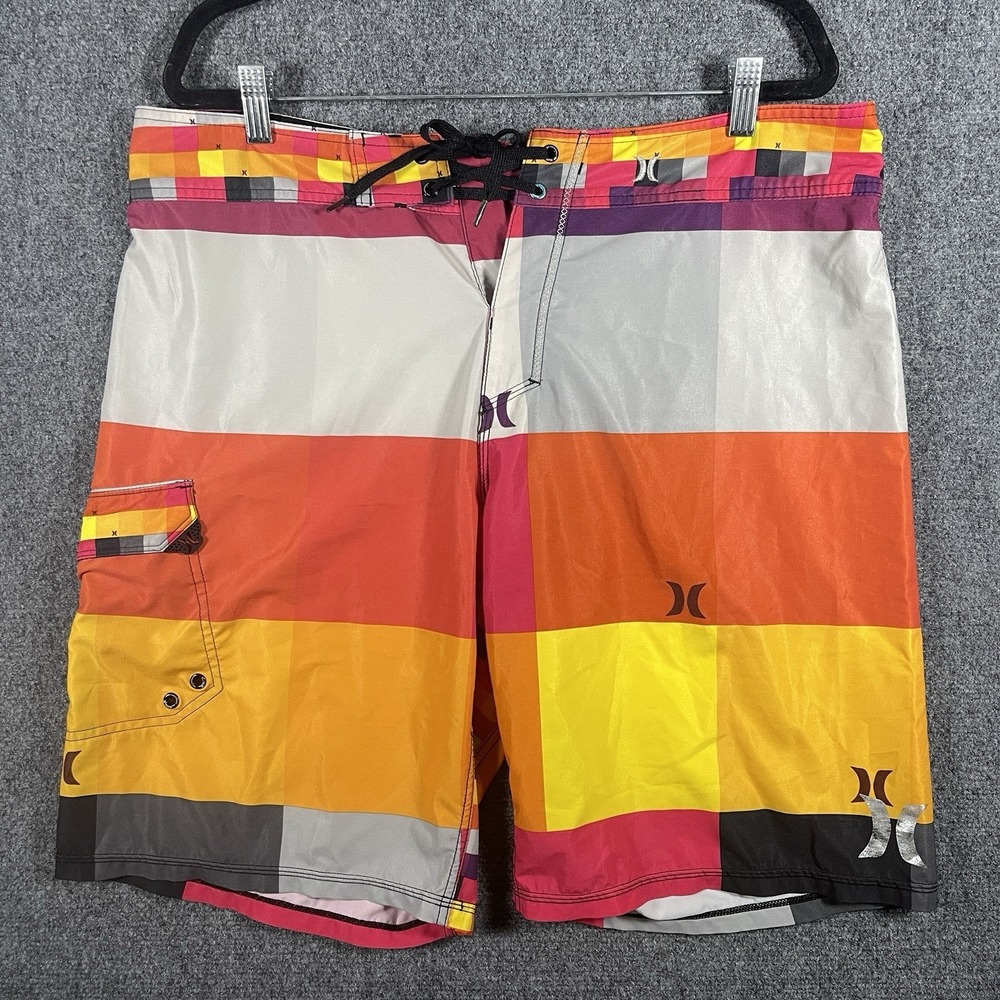 Hurley Phantom Board Shorts Colorblock Stripes Summer Swim Surf Mens Size 36